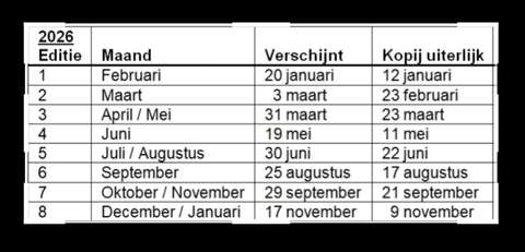 Verschijningsdata 2026 zwart