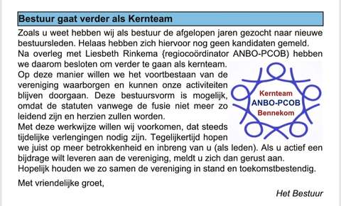 Verder als kernteam