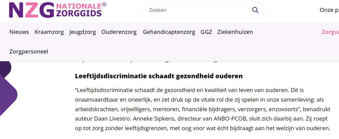 Nationale Zorggids met quote Anneke