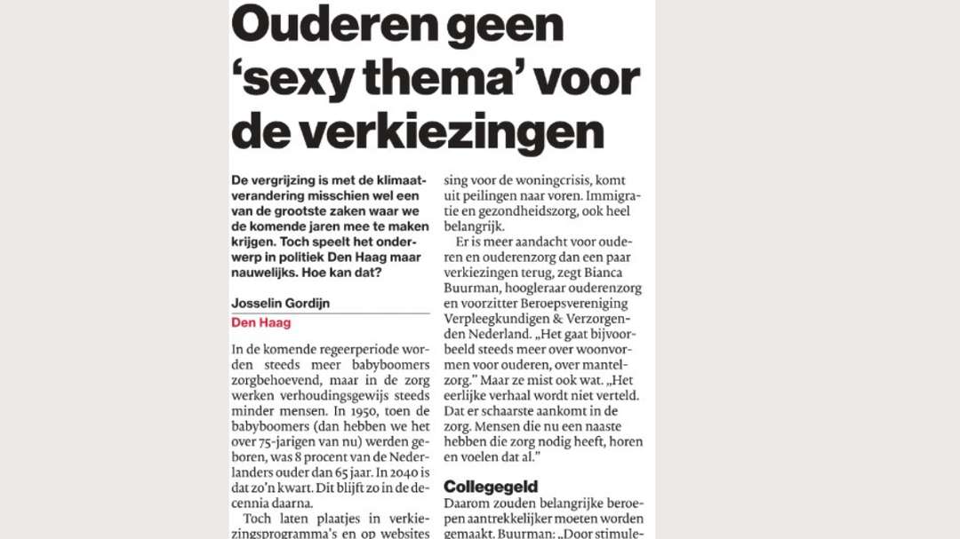 verkiezingsprogramma's; ouderen niet sexy, zegt het AD