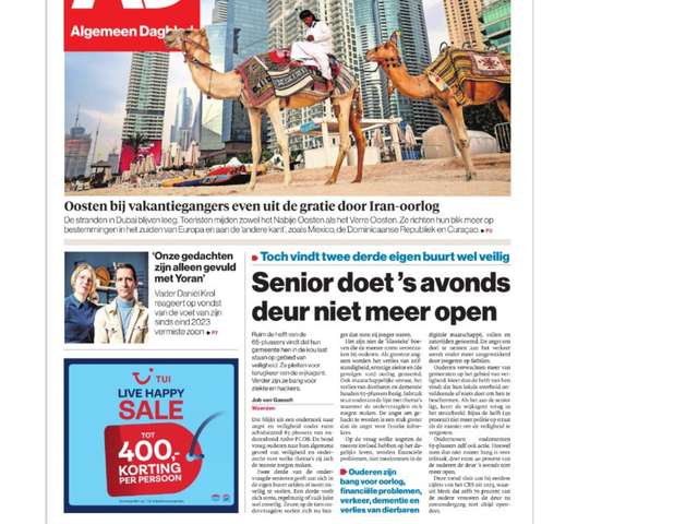 AD voorpagina onderzoek angst en veiligheid ANBO-PCOB