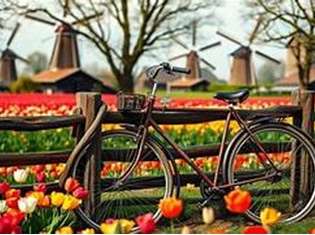 Marsmannetje op de fiets door Nederland