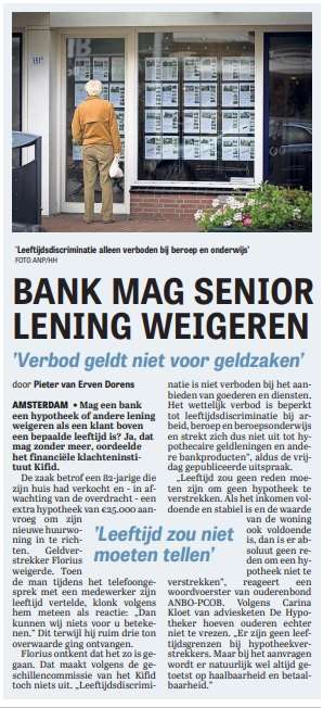 Bank mag senior lening weigeren - De Telegraaf