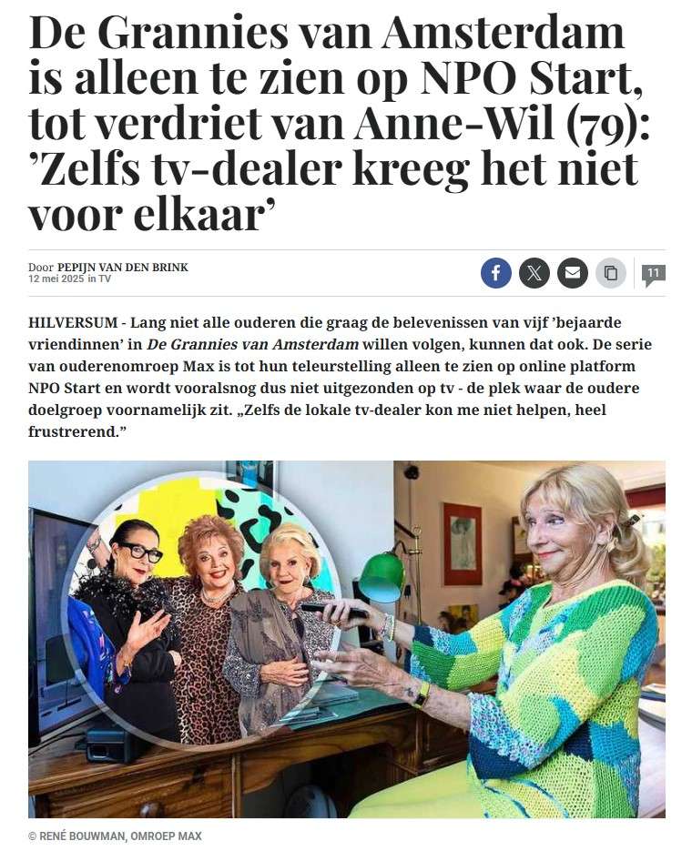 Foto van een online-artikel over de Grannies van Amsterdam