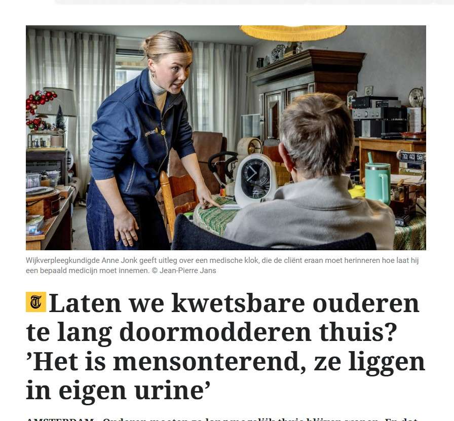 ANBO-PCOB over lang thuis wonen ouderen in De Telegraaf