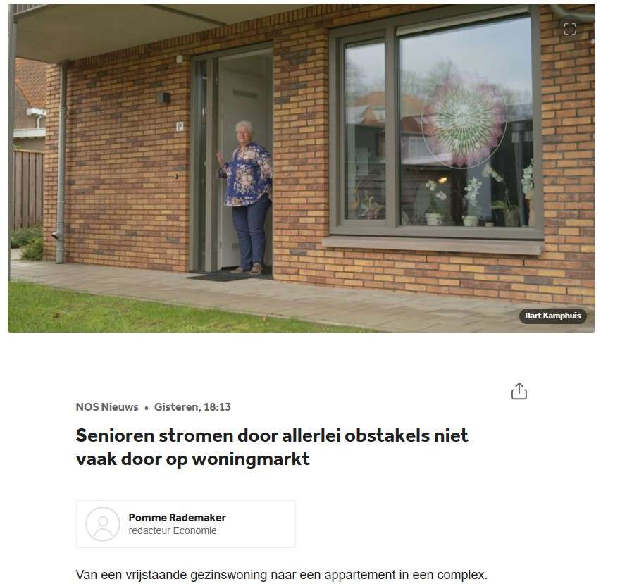 Doorstroming ouderen op woningmarkt op NOS.nl