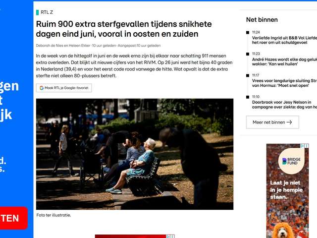 Hitte oversterfte ouderen ANBO-PCOB
