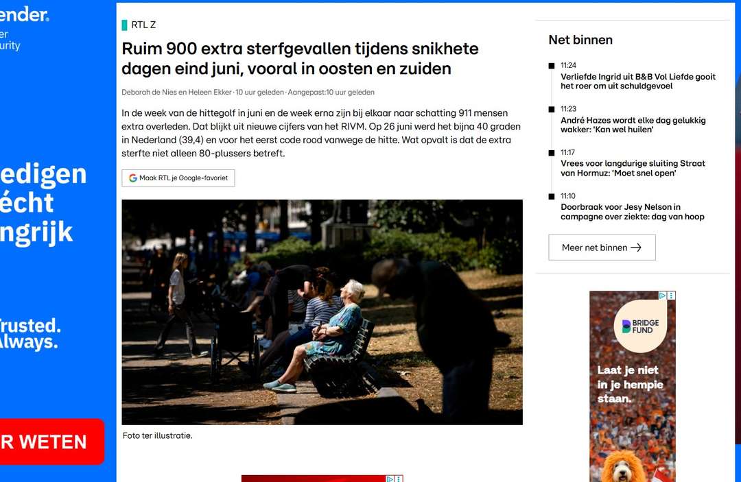Door de hitte zijn extra veel mensen overleden RTL Nieuws item