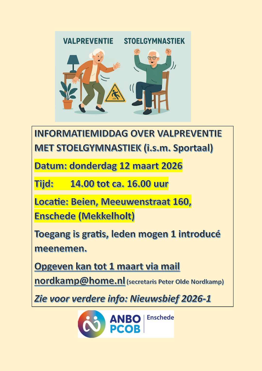 INFORMATIEMIDDAG OVER VALPREVENTIE MET STOELGYMNASTIEK