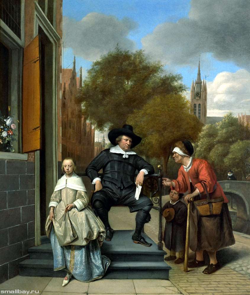 Voorbeeld schilderij Jan Steen, Delft's tafereel