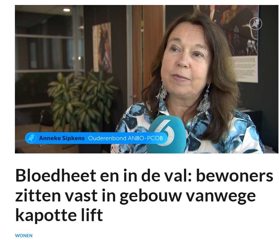 Item Hart van Nederland over defecte lift