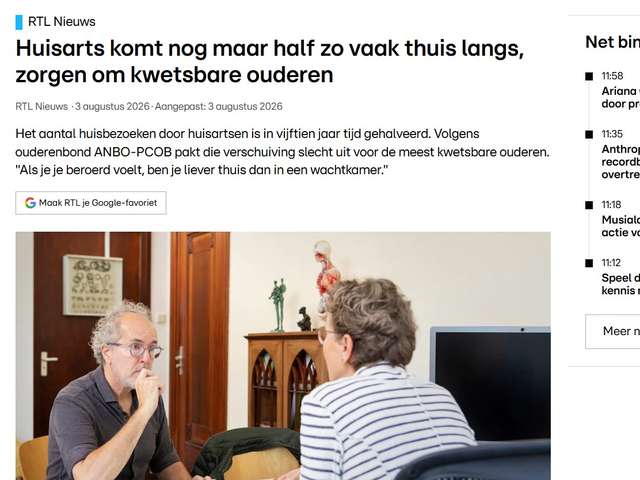 RTL 4 Artsenbezoeken loopt terug ANBO-PCOB