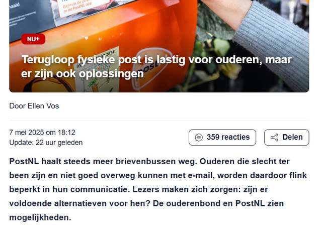 Terugloop brievenbussen artikel nu.nl