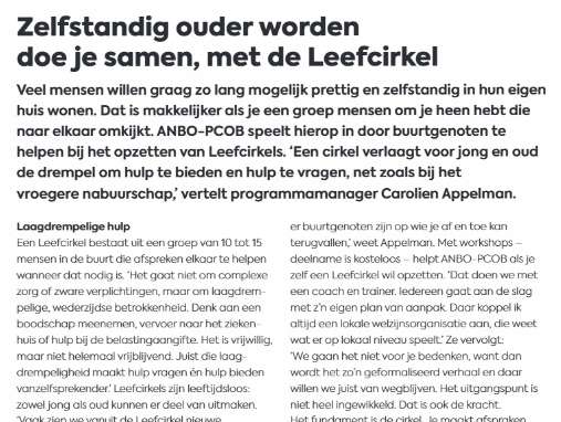 Topic Media bijlage De Telegraaf over Leefcirkels ANBO-PCOB