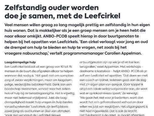 Artikel Leefcirkels in bijlage De Telegraaf