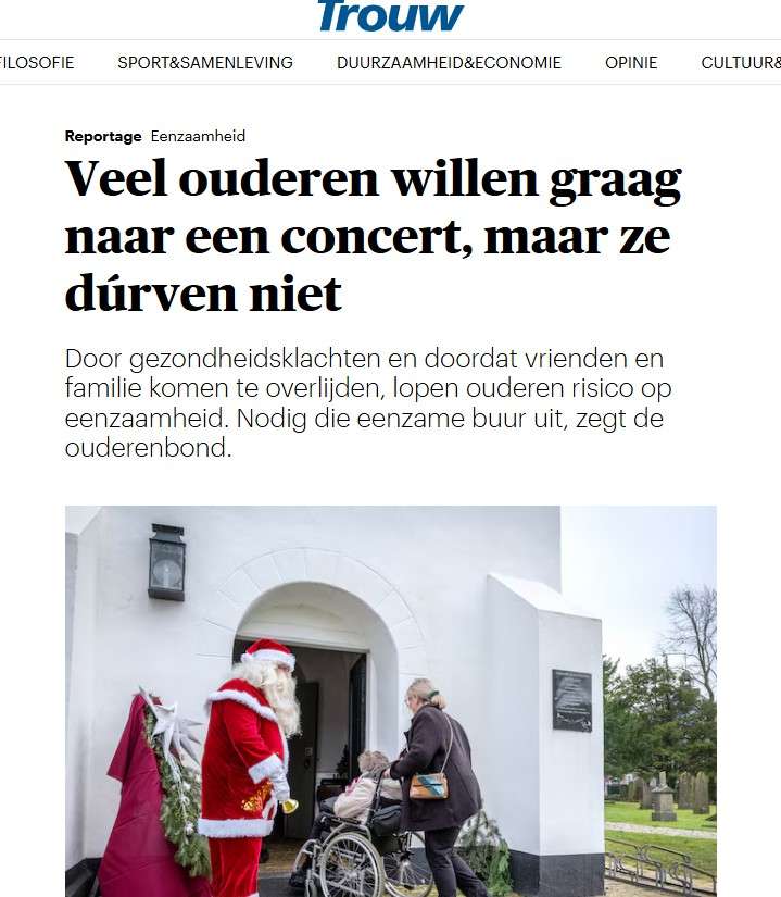 Dagblad Trouw over eenzaamheid