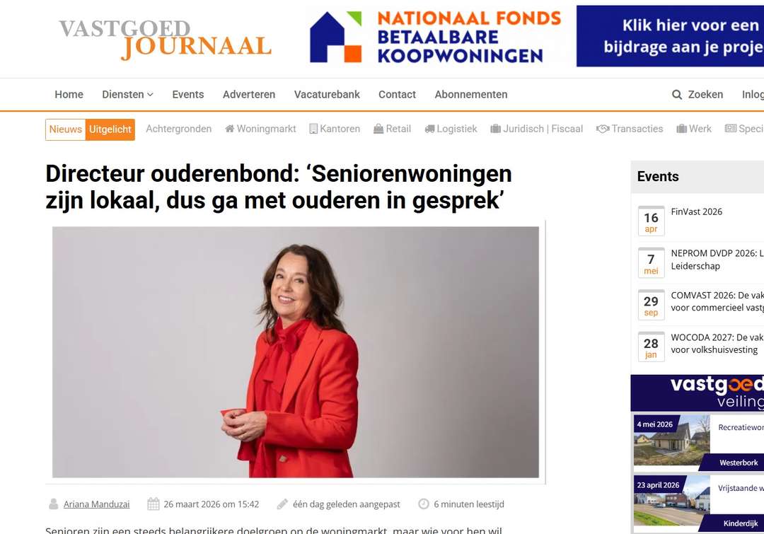 Anneke Sipkens in het Vastgoedjournaal over de woonwensen van ouderen