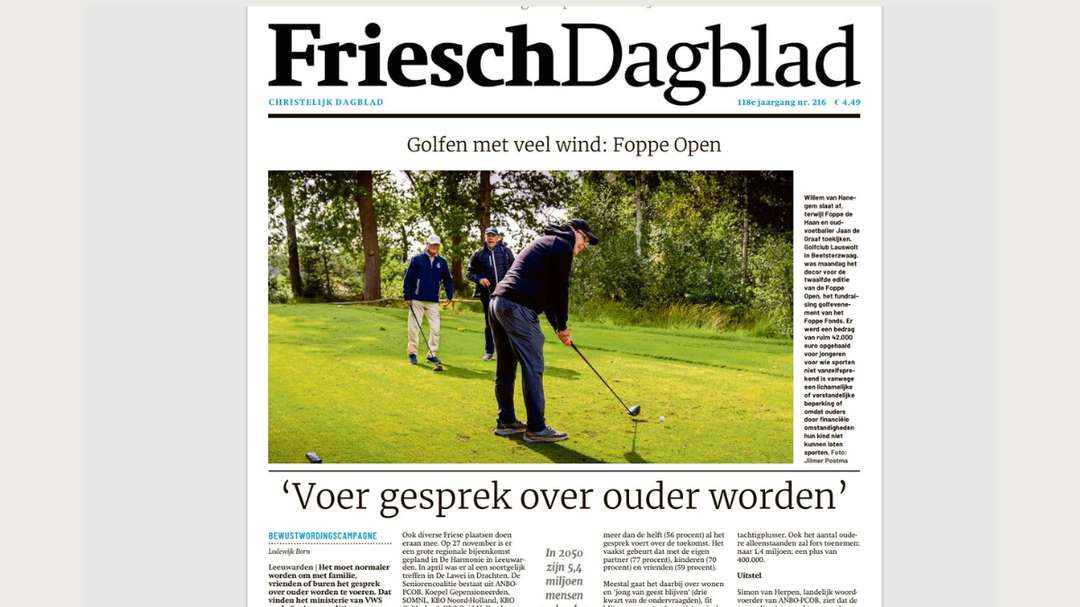 Aandacht voor Krachtig ouder worden op voorpagina Friesch Dagblad
