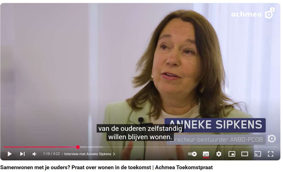 Anneke Sipkens praat bij Achmea Toekomstpraat over wonen