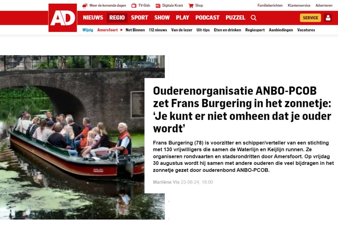 AD schrijft artikel over ANBO-PCOB's verschilmaker Frans Burgering