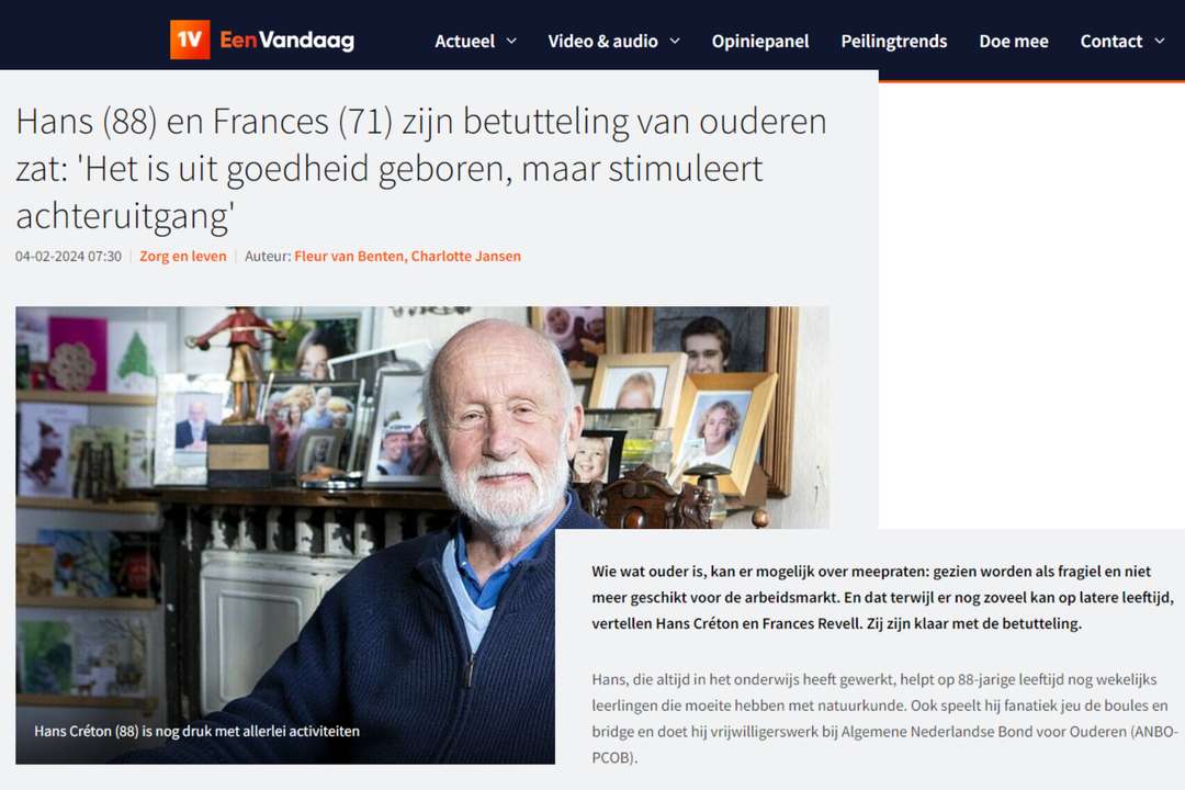 ANBO-PCOB-vrijwilliger Hans Créton bij EenVandaag