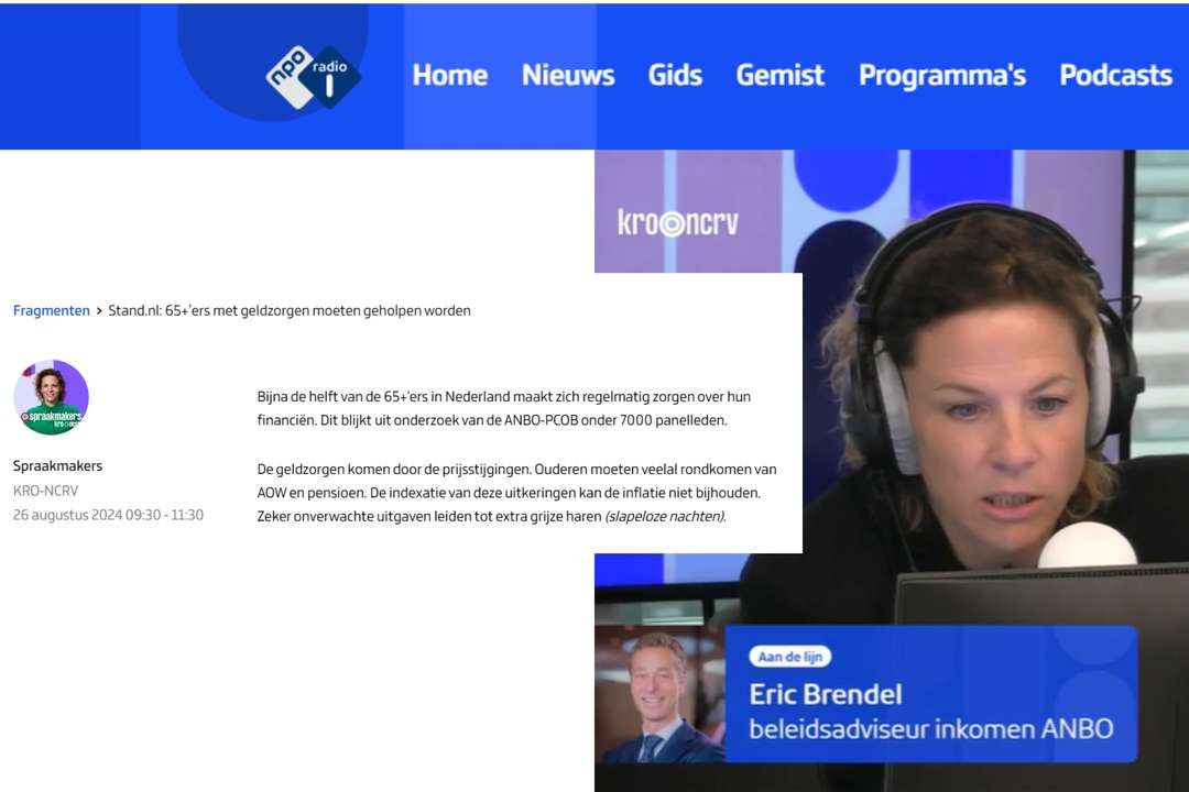 NPO Radio 1 wijdt uitzending aan koopkrachtonderzoek ANBO-PCOB