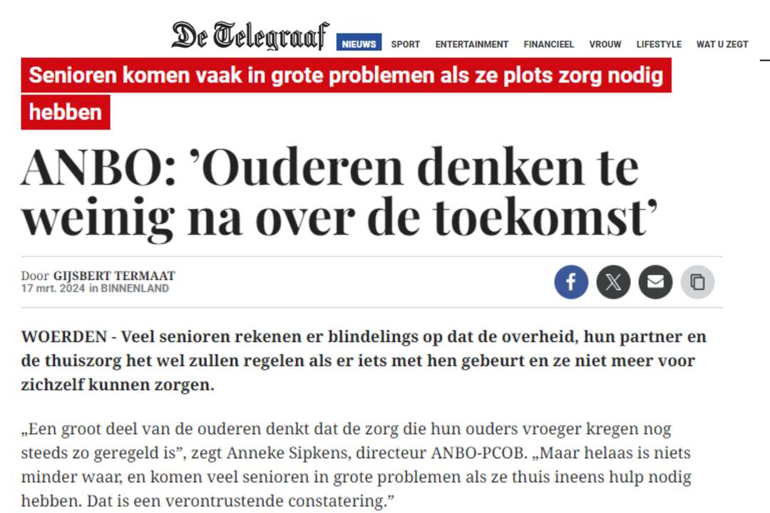 Telegraaf pakt uit met groot artikel onderzoek ANBO-PCOB