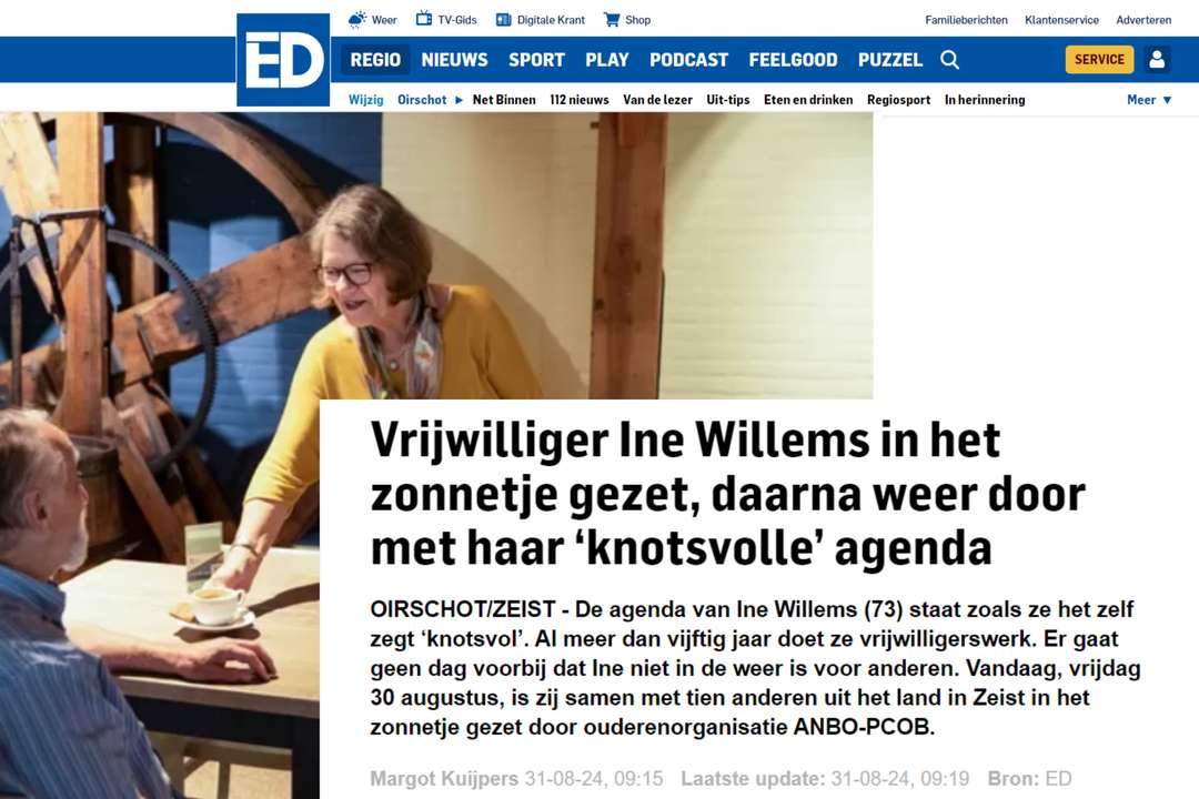 Eindhovens Dagblad interviewt ANBO-PCOB's verschilmaker Ine Willems