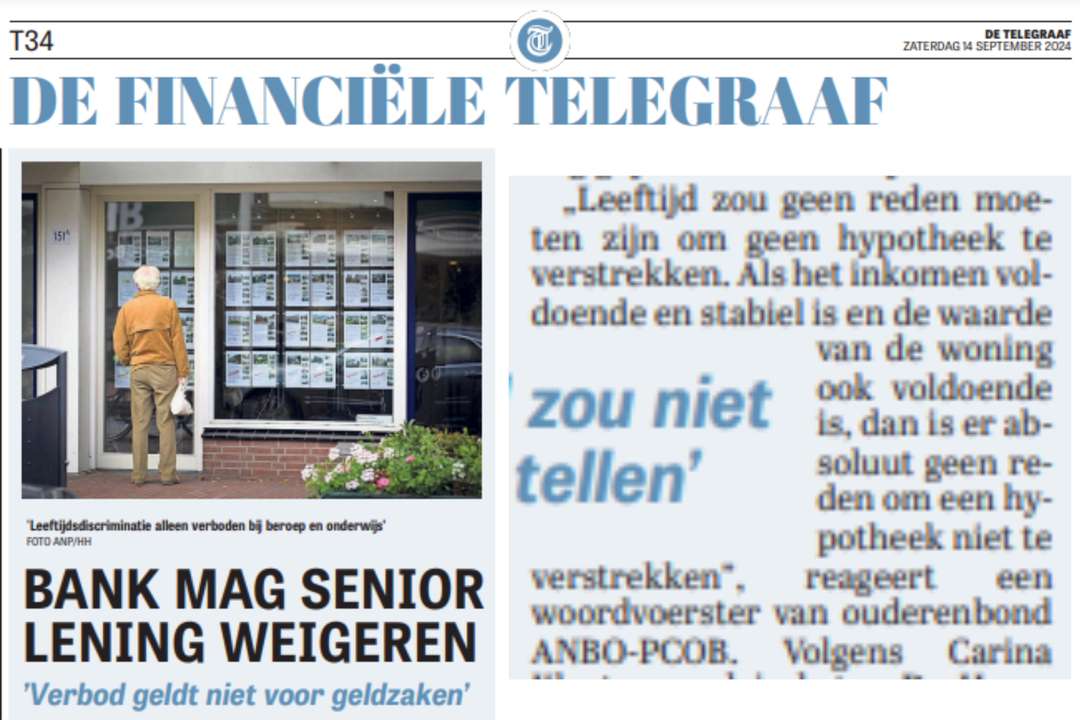 Bank weigert hypotheek aan ouderen