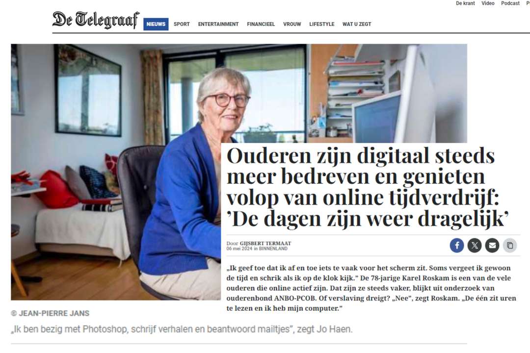 Telegraaf pakt groot uit met ons onderzoek naar digitale ouderen