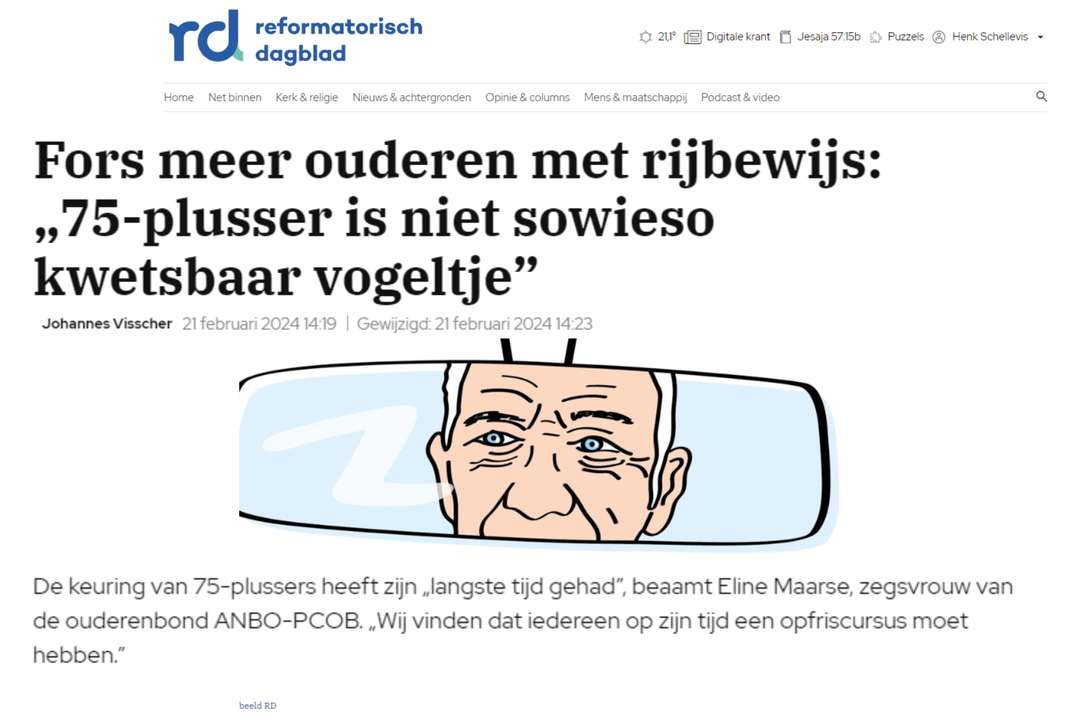 ANBO-PCOB geeft in het RD commentaar op de rijbewijskeuring voor 75-plussers