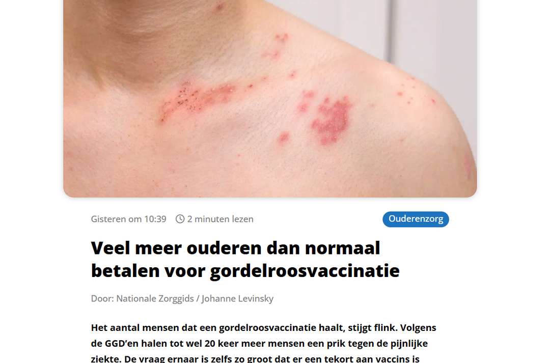 ANBO-PCOB verzoekt minister staatssecretaris Vincent Karremans gordelroosvaccinatie te vergoeden