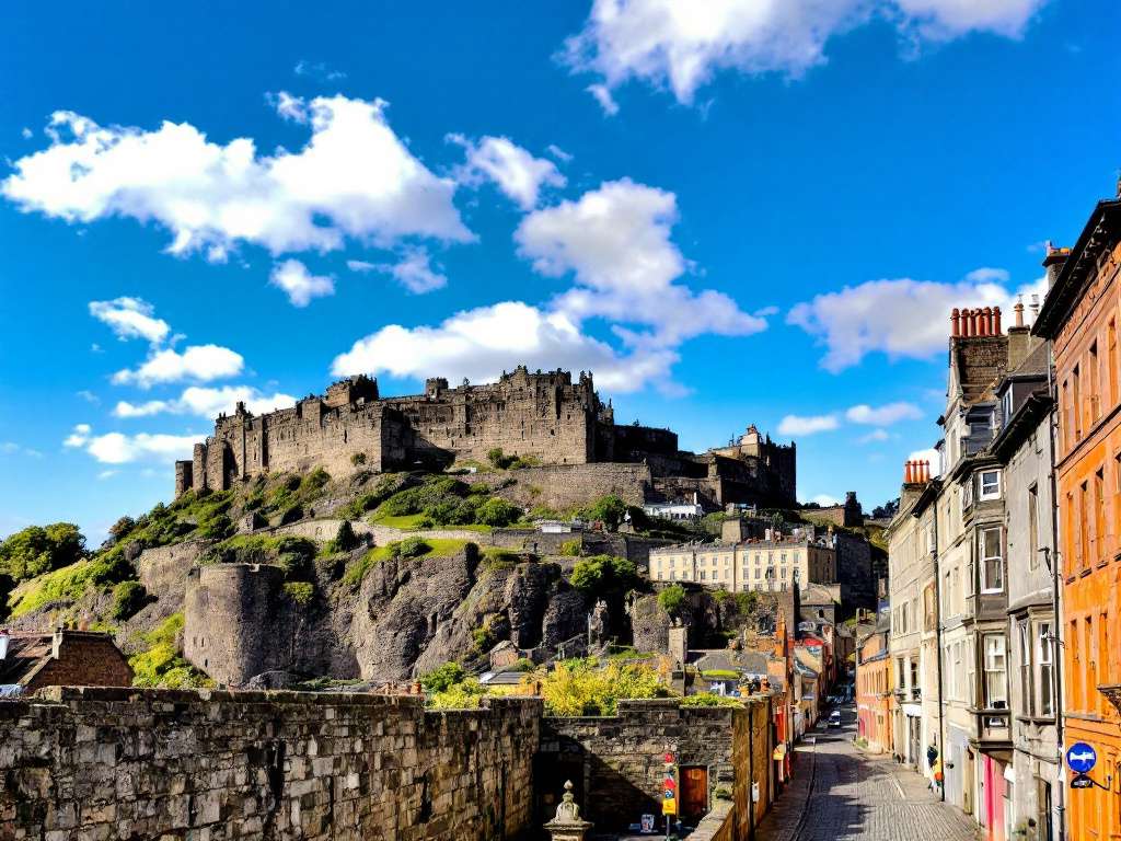 Een afbeelding van Edinburgh Castle met AI gegenereerd