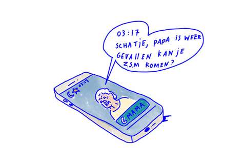 Cartoon zorg voor je ouders telefoon - OuderENwijzer