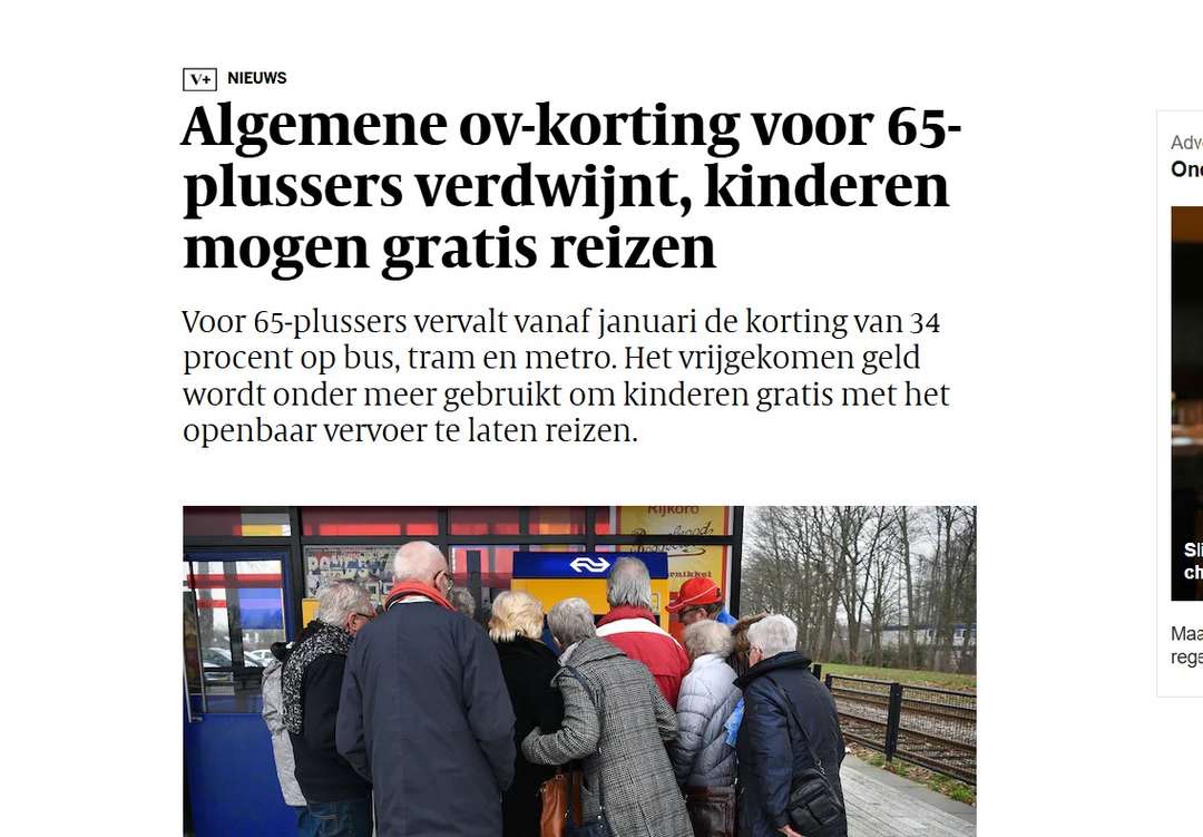 Media pakt uit met nieuws over verdwijnen 65-pluskorting